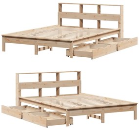 Cama com estante sem colchão 140x190 cm pinho maciço