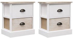 Mesas de cabeceira 38x28x45 cm 2 pcs paulownia branco e natural