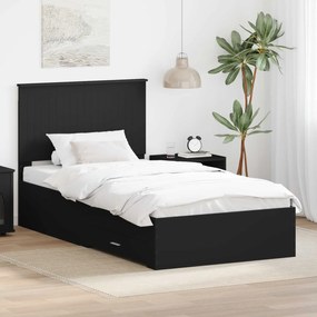 vidaXL Estrutura da Cama Preto e Prata 100 x 200 cm Madeira processada