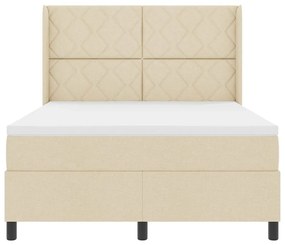 Cama com Estrado e Colchão - Creme - 140x190 cm - Tecido
