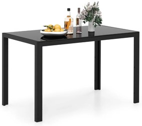 Mesa de jantar em vidro retangular 120 x 70 x 75 cm para 4 pessoas Mesa de cozinha com estrutura metálica Preto