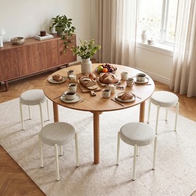 Conjunto de 4 Bancos Redondos sem Encosto (MESA NÃO INCLUIDA), 45 x 45 x 47,5 cm, Empilháveis, Cremes
