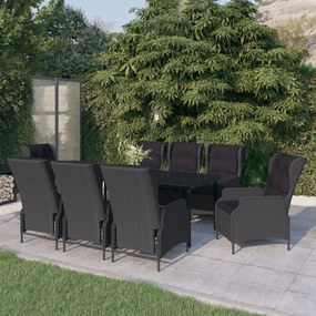 vidaXL 9 pcs conjunto de jantar para jardim cinzento-escuro
