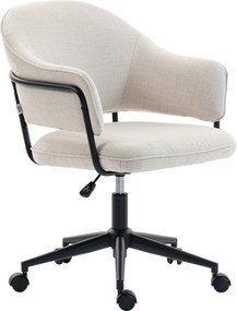 Cadeira de escritório ergonómica, cadeira de escritório com altura ajustável, giratória a 360°, 63 x 65 x 83-92 cm, creme