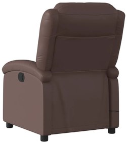 Poltrona de massagens reclinável couro artificial castanho