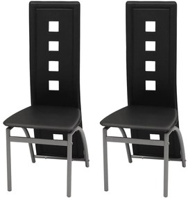 vidaXL Cadeiras de jantar 2 pcs couro artificial preto