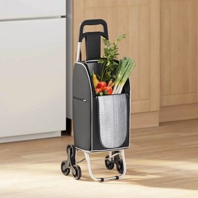 Carrinho de Compras vidaXL com Escada Preto 38 L