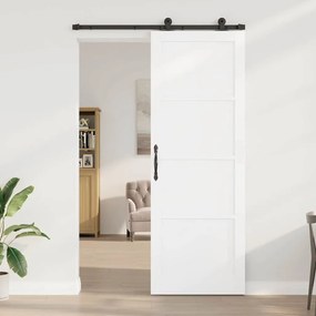 porta deslizante vidaXL com conjunto de ferragens 'ORKDAL'Branca de Ma