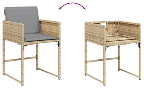 13 pcs conj. jantar jardim c/ almofadões vime PE bege misturado