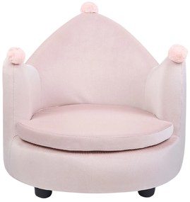 Poltrona para crianças com forma de coroa em veludo rosa VEGA Beliani
