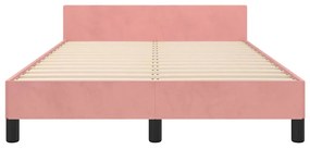 Estrutura cama c/ cabeceira sem colchão 120x200 cm veludo rosa