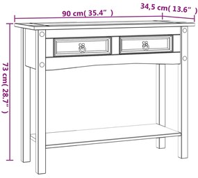Mesa consola Corona pinho mexicano 90x34,5x73 cm branco