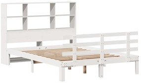 Cama com estante sem colchão 120x200 cm pinho maciço branco