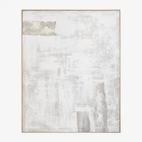 Quadro Decorativo Pintado À Mão Sobre Linho Com Relevo 80x100 Cm De Gesso Silvaret Cinzento Areia - Sklum