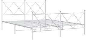 Estrutura de cama com cabeceira e pés 150x200 cm metal branco