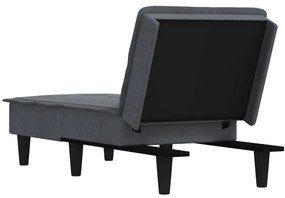 Chaise longue veludo cinzento-escuro