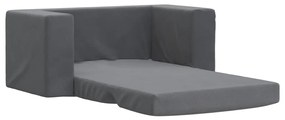 Sofá-cama infantil de 2 lugares pelúcia macia antracite