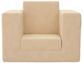 Sofá-cama infantil pelúcia macia cor creme