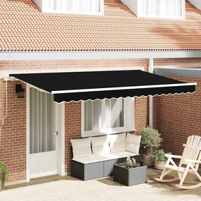 vidaXL Toldo Retrátil Preto e Branco 400x200 cm 400 x 200 cm 4x2 m