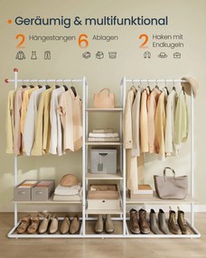 Guarda Roupa com 6 prateleiras 33,8 x 163,6 x 175,3 cm Branco + Bege
