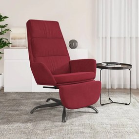 vidaXL Cadeira de descanso com apoio p/ pés veludo vermelho tinto