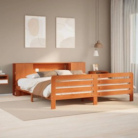 vidaXL Cama sem colchão 200x200 cm pinho maciço castanho-mel