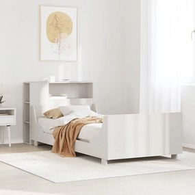 Cama sem colchão 100x200 cm madeira de pinho maciça branco