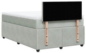 Cama boxspring com colchão 120x190 cm veludo cinzento-claro