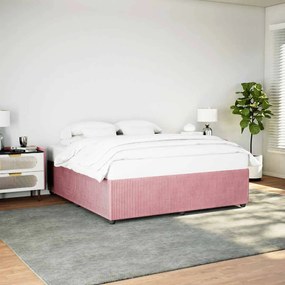 Estrutura de cama 200x200 cm veludo rosa