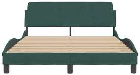 Estrutura de cama sem colchão 140x200 cm veludo verde-escuro