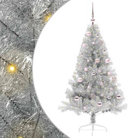 vidaXL Árvore de Natal Artificial Pré-iluminada Prateado 150 cm PET