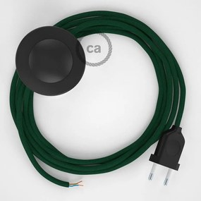 Cabo para candeeiro de chão, RM21 Verde Escuro Seda Artificial 3 m. Escolha a cor da ficha e do interruptor.