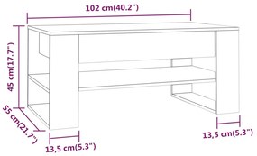 Mesa de centro 102x55x45 cm madeira processada carvalho sonoma