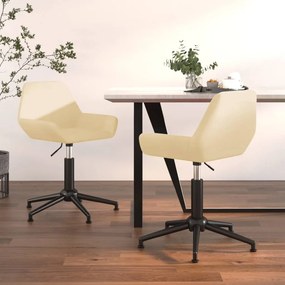 vidaXL Cadeiras de jantar giratórias 2 pcs veludo cor creme