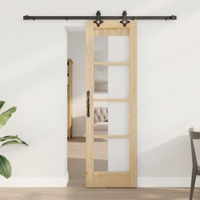 Porta Deslizante vidaXL com Conjunto de Hardware 'ORKDAL'Madeira Sólida & Vidro