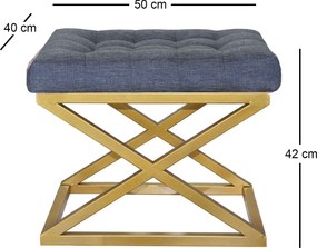 Pouffe Capraz – Dourado e Azul – 50x42x40 cm