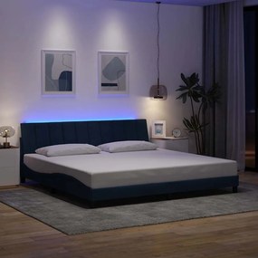 Estrutura de cama sem colchão 200x200 cm tecido azul