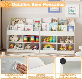 Estante Infantil Organizadora de Brinquedos 90 x 34 x 80 cm com 4 Compartimentos Abertos Branca