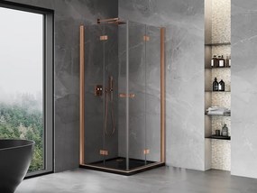 Mexen Mist-F Duo cabine de duche dobrável 80 x 80 cm, transparente, cobre escovado - 8A6-080L-080P-65-00