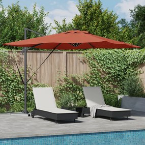 vidaXL Guarda-Sol de Braço Articulado Roma com LEDs Terracota 286x285x270 cm Alumínio