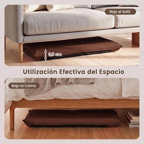 Conjunto de 2 Cadeiras de Chão Ajustáveis, 99 x 44 x 9,5 cm, Estrutura Metálica Dobrável, Castanho