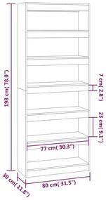 Estante/divisória 80x30x198 cm contraplacado branco brilhante