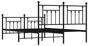Estrutura de cama com cabeceira e pés 140x190 cm metal preto