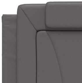 Almofadão de cabeceira 100 cm couro artificial cinzento