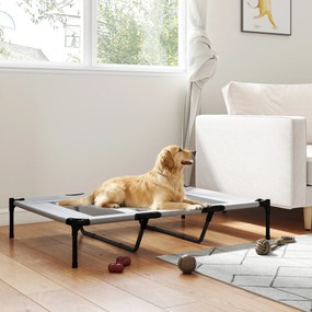 Cama Elevada para Cães Grandes com Malha Respirável e Saco 122x92x23 cm Preta