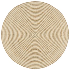 Tapete artesanal em juta com design em espiral branco 120 cm