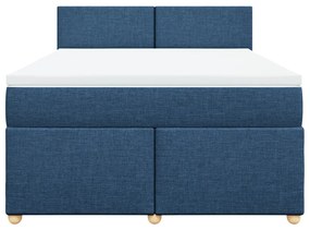 Cama com molas/colchão 140x200 cm tecido azul
