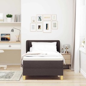 Cama Box Spring com Colchão em Castanho Escuro, 90x200 cm, Tecido