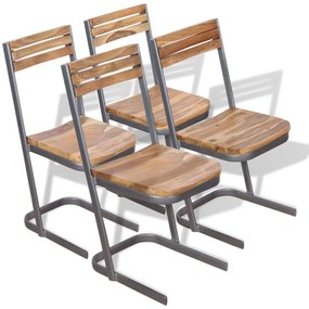 vidaXL Cadeiras de jantar 4 pcs madeira teca maciça