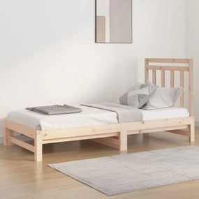 vidaXL Sofá-cama de puxar 2x(90x200) cm madeira de pinho maciça
